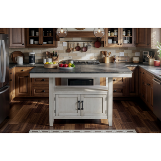 Sunvega Acacia Wood Counter Table with Hidden Storage and Extendable Leaf
