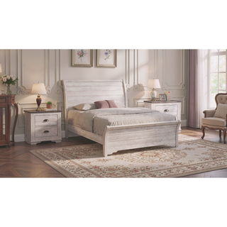 Sunvega Contemporary Gray Wooden Nightstand with Two Drawers and Metal Hardware