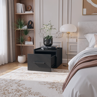 Sunvega Wall-Mounted Nightstand with Sleek Single Drawer and Spacious Top Shelf
