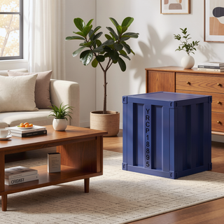 Sunvega Blue Nightstand with Open Shelf for Modern Bedroom Spaces