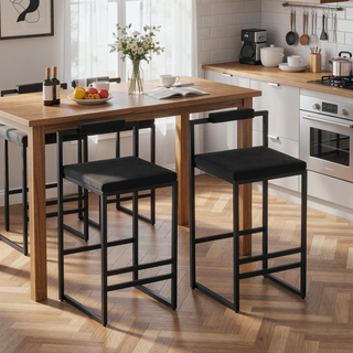 Sunvega Upholstered Velvet Bar Stools Set of 2 with Slim Metal Legs for Kitchen Counter