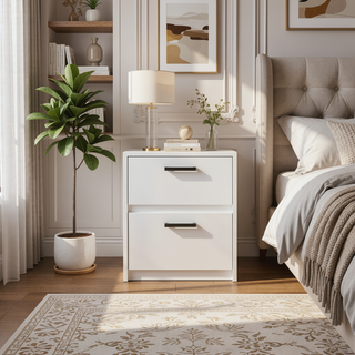 Sunvega 2 Drawer Nightstand with Metal Handles for Bedroom or Living Room
