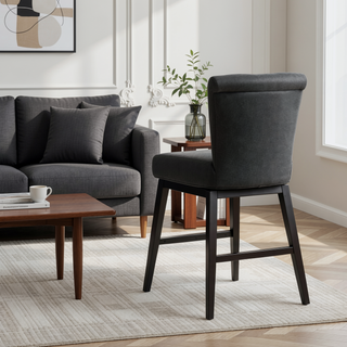Sunvega Fabric Swivel Counter Stool with Sturdy Birch Legs for Entertaining Areas