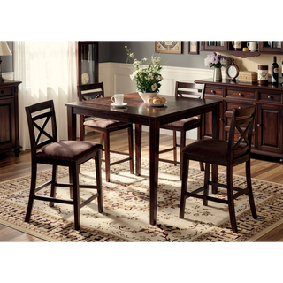 Sunvega Transitional Espresso Finish 5pc Dining Table Set with Cross Back Chairs