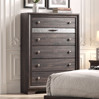 Sunvega Gray Finish Contemporary Style 1pc Chest with Hidden Jewelry Drawer and Silver Knobs