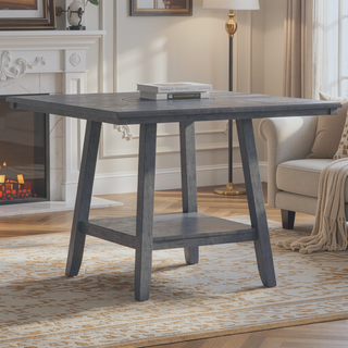 Sunvega Counter Height Dining Table with Tapered Base and Storage Shelf