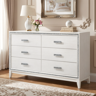 Sunvega Elegant White Finish Nightstand with Two Spacious Storage Drawers