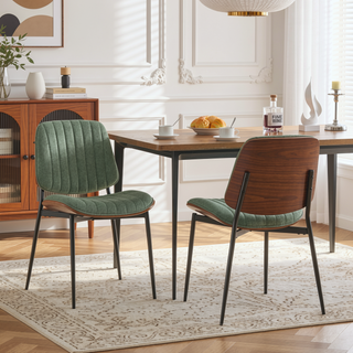Sunvega Mid Century Modern Retro French Style Dining Chairs Set of 2 with Walnut Bentwood Back