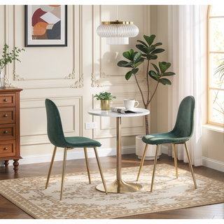 Sunvega Gold Metal and White Wood Pebble Adjustable Dining or Bar Table