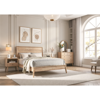 Sunvega Classic Style Dresser with 6 Drawers and Natural Oak Finish for Bedroom