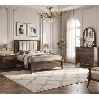 Sunvega Contemporary Brown Nightstand with Two Drawers and Rich Wood Finish