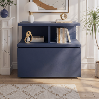 Sunvega Blue Floating Nightstand With Drawer And Shelves For Storage And Decor