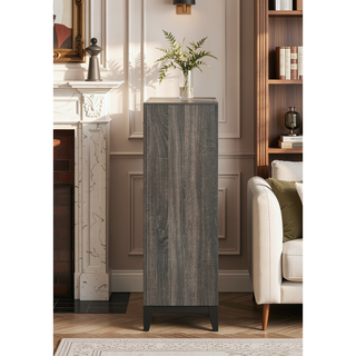 Sunvega Weathered Grey 5-Drawer Chest with Generous Storage and Rustic Charm