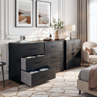 Sunvega White 5-Drawer Dresser with Spacious Fabric Drawers for Bedroom Storage