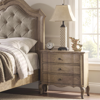 Sunvega Antique Taupe Nightstand with Three Spacious Felt-Lined Drawers