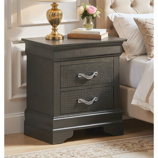 Sunvega Silver Champagne Nightstand with Two Spacious Drawers for Bedroom