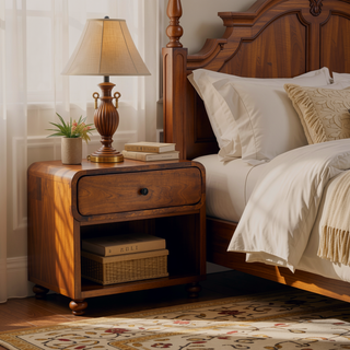 Sunvega Wall-Mounted Honey Caramel Mango Wood Nightstand with Single Drawer