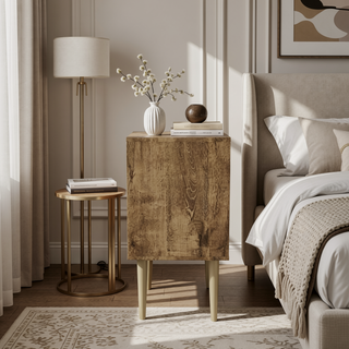 Sunvega Modern Nightstand with Drawer and Cubby for Bedroom or Living Room