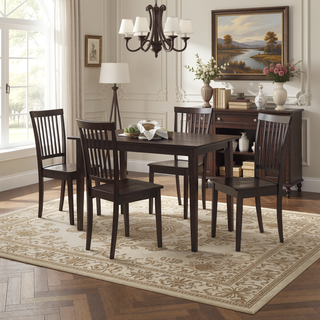 Sunvega Modern Cappuccino 5-Piece Dining Set with Rectangular Table and Four Chairs