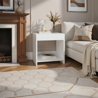 Sunvega Minimalistic Nightstand with Open Shelf for Small Spaces