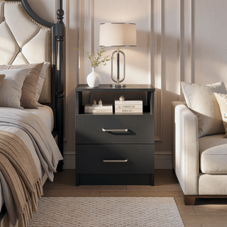 Sunvega Nightstand with Two Drawers and Shelf for Bedroom or Living Room End Table