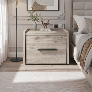 Sunvega Wall Mounted Nightstand with Drawer for Bedroom or Living Room