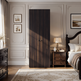 Sunvega Two-Door Compact Wardrobe with Fixed Shelves for Bedroom Storage