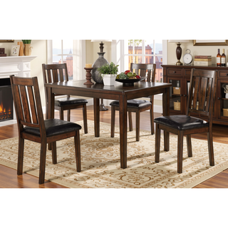 Sunvega Gray Finish 5pc Dining Set with 4 Fabric Upholstered Chairs