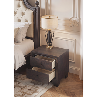 Sunvega Madison Espresso Finish Nightstand with 2 Large Storage Drawers and Wood Frame