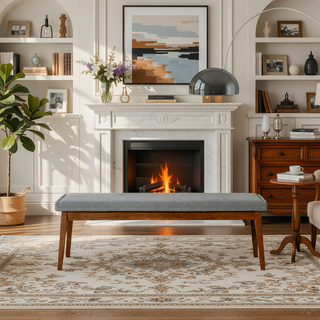 Sunvega Warren Bench in Ash Grey Upholstered Polyester Blend Fabric