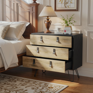 Sunvega Modern Hairpin Leg Dresser with Three Functional Drawers and Spacious Top
