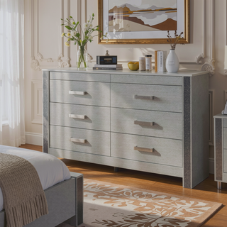 Sunvega Silver Nightstand with Spacious Drawers and Hidden Jewelry Compartment