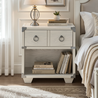 Sunvega Orchest Gray Finish Nightstand with Smooth Drawer Operation and Modern Pull-Knobs