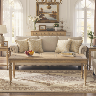 Sunvega Carmel Finish Dining Table with Removable Leaf for Flexible Seating