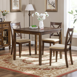 Sunvega Walnut Square Wood Dining Table for Kitchen with Counter Height and Tapered Legs