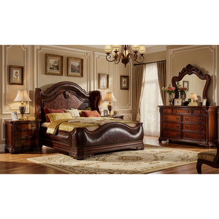 Sunvega Dark Walnut Wood Chest with Five Spacious Drawers for Traditional Style
