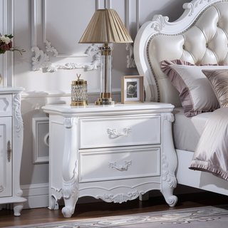 Sunvega Traditional Luxury Nightstand with 2 Drawers in Cherry Oak Finish