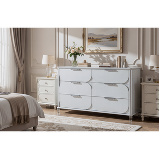 Sunvega Sleek Silver Tone Nightstand with Spacious Drawers and Textured Fronts