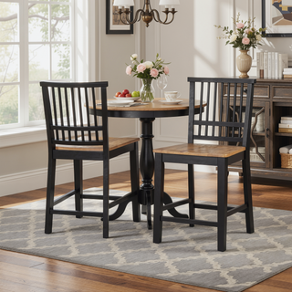 Sunvega Solid Asian Hardwood Counter Stool Set of 2 with Ebony Finish