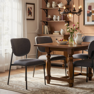 Sunvega Modern Upholstered Dining Chairs with Black Metal Legs Set of 2