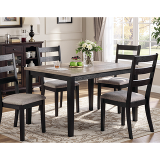 Sunvega Modern Natural Finish Wooden Top Dining Table and 4 Cushioned Chairs Set