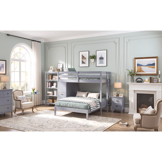 Sunvega Navy Blue Finish Nightstand with Storage Drawer and Lower Shelf