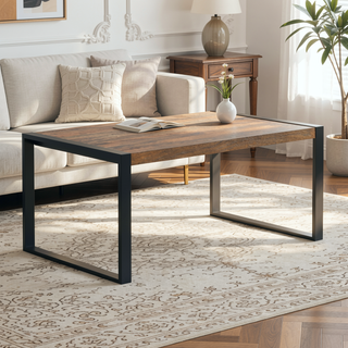 Sunvega Light Tobacco Mango Wood Dining Table with Iron Legs for 4