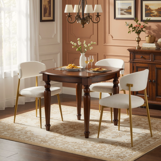 Sunvega Modern Glass Dining Table with Metal Legs for Kitchen Living Room Office