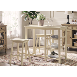 Sunvega 3 Piece Buttermilk Finish Counter Height Set with Slatted Shelves