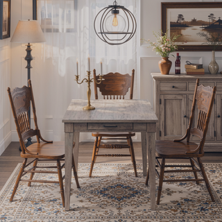 Sunvega Rustic Gray Dining Table with Two Storage Drawers and Leaf