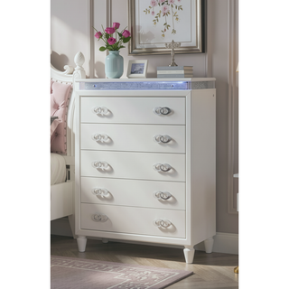 Sunvega Passion 5 Drawer LED Chest with Unique Pulls in Milky White