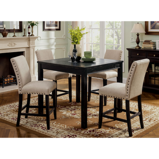 Sunvega Rustic Antique Black 5pc Counter Height Dining Table Set with Nailhead Trim