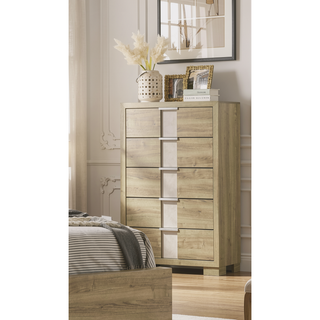 Sunvega Contemporary Driftwood Finish Wooden Nightstand with Three Drawers