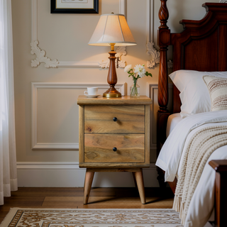 Sunvega Curved Oak-ish 3-Drawer Chest with Nordic Legs in Light Brown